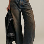 Free People NWT We The Free Good Luck Mid-Rise Barrel Jeans Lost In The Desert Photo 0