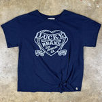 Lucky Brand Women’s XL Navy Blue Graphic Tie-Front Crop T-Shirt Photo 0
