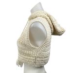 ZARA Women's Cream Crochet Open Knit Sleeveless Hooded Hoodie Crop Tank Top Sz S Photo 1