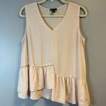 Halogen Tank Pastel Pink Asymmetrical Ruffle Peplum Hem Sleeveless Top Sz M EUC Photo 0