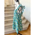 Victoria Dunn Blue, Green White Floral Block Print Shirred Ruffle Sleeve Dress Blue Size XXL Photo 2