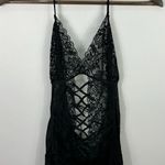René Rofé Lingerie M/L Black Lace Mesh Babydoll Sheer Strappy Sexy Nightwear Size M Photo 0