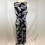 DKNY  black white and purple print wide leg belted jumpsuit size 12 Photo 5