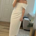 New York And Company  Off The Shoulder V-Neck Midi Dress - Lena Photo 0