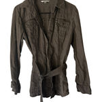 CAbi ‎ Jacket Womens Medium Brown Belted Utility Safari Linen Button Up Pockets Photo 0