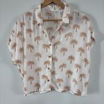 Midnight sky  Tan/White Tropical Palm Tree Print Cropped Button Down Top Size M Photo 1