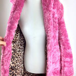 Vintage 90s Bubblegum Pink Faux Fur Coat, Cheetah Leopard Lining S / M Size M Photo 0