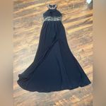 Blondie Nites  Womens Dress Size 9 Navy Open Back Prom Photo 3