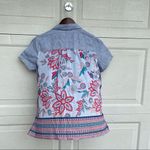 J.Jill Women’s Shirt Blouse Striped Floral Mixed Media Button Up Size XS Petite Photo 2