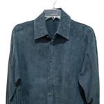 Eskandar Leather Shirt Jacket Shacket Green Blue Size 1 Women’s Large Photo 2