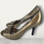 Calvin Klein Katell Bronze Metallic Gold Pump Heels Peep Toes Size 6M Photo 3
