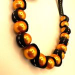 Orange beaded black ribbon necklace Photo 8