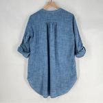 Seafolly  Boyfriend Beach Shirt Blue Chambray Lightweight Roll Tab Sleeves V-Neck Photo 11