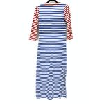 J.Crew  Dress Womens XXS Maxi Lace Up Sammie Striped Baltic Nautical Cotton Blue Photo 2