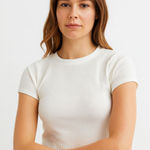 We Wore What  Waffle Cropped Tee White X-Small‎ Photo 0