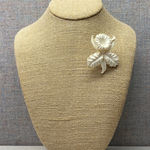 Vintage Style White Floral Hand Carved Resin Orchid Brooch Statement Jewelry Pin Photo 0