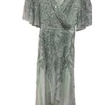 Mac Duggal  93681 Womens SEQUINED BUTTERFLY SLEEVE HIGH LOW GOWN Sage SIZE 6‎ Photo 9