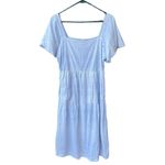Free Assembly Women’s Tiered Midi dress light blue plaid size M elastic back flu Size M Photo 5