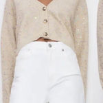 ZARA  sequin flowers cardigan sweater women’s size S‎ Photo 0