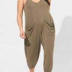 Torrid Jumpsuit Size 1 Tall 14/16 Green Romper Super Soft Jersey Pocket Photo 0