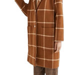 Old Navy Relaxed Plaid Soft-Brushed Overcoat in Burnt Orange Size Small. Photo 0