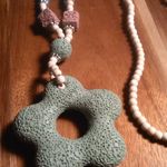 Green Starfish Lava Stone and White and Blue Howlite Necklace Photo 3