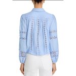AQUA  Women's Crochet Trim Long Sleeve Button‎ Down Shirt - Blue Photo 2