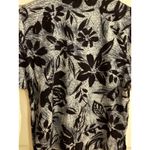 Expressions Women's Button Up Shirt Linen Rayon Floral Black Blue Size 16 Photo 4