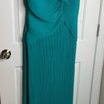 Tadashi Shoji ‎ pleated organza teal maxi gown size 12 wedding guest prom gala Photo 0