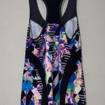FILA  racerback tank top built-in shelf bra black & multicolored geometric print Photo 6