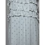 Storia  Embroidered Glitter Star Print Ruffle White Mini Dress Size S Whimsical Photo 5