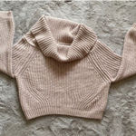 Lulus Turtleneck Beige Knit Sweater Womens Cowl Neck Long Sleeve Cropped Size S Photo 0