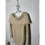 LC Lauren Conrad  Off the Shoulder Shimmer Oatmeal Tan Slouchy Sweater Medium Photo 5