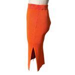 Milly New Knit Midi Skirt in Pink & Coral Ribbed Compression NWT Size Small Photo 3