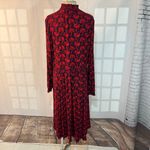 Boden Red Blue Alice Floral High Neck Long Sleeve Jersey Midi Dress Size 14L Size L Photo 7