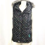 Burton  Dryride Puffer Vest M Black Multi Faux Fur Hooded Quilted Snow Ski Core Photo 6