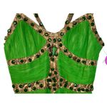 Mandalay Jade Green Gold Silk Beaded Maxi Long Gown Evening Formal Dress Women 8 Photo 2