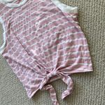 Heart & Hips Pink White Striped Crop Tie Tank Top Cotton Stretch Crew Shirt S Photo 2
