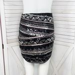 EXPRESS Y2K Sequin Geometric Stripe Mini Skirt Black Silver XS Photo 3