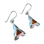 Vintage Baltic Amber Sterling Silver Triangle Dangle Earrings Photo 1