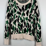 Sugar Lips Sugar Lips Sweater Women's Medium Ivory Green Animal Print Long Sleeve Eclectic Photo 0