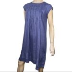 Sundance Women’s Size XS Blue w Mint Green Embroidered Smocked Front Linen Dress Photo 2