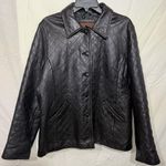 Siena Elegant Black Quilted Leather Jacket Vintage Size 16 Photo 0