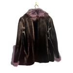 Sheared Mink and Farmed Fox Real Fur Coat Jacket Lush Luxury Purple Black Size 8 Photo 7
