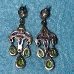 NICKY BUTLER 925 Rare pierced chandelier earrings amethyst peridot signed NB Green Photo 1