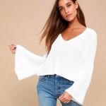Free People  white knit bell sleeve v neck sweater Photo 0