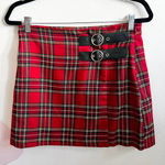Forever 21 Red Plaid Buckle Mini Skirt Punk Y2K Schoolgirl Grunge Indie Sleaze‎ Medium Photo 0
