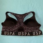 U.S. Polo Assn. sports bra black gray key hole racer back lightly padded size L Photo 1