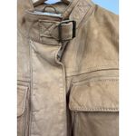 Banana Republic Leather Jacket Womens Tan Belted Moto Utility Pockets Buckle S Photo 2