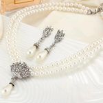 3pcs Earrings Plus Necklace Luxury Jewelry Set Faux Fashion Jewelry‎ Silver Photo 0